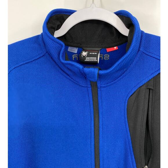 Spyder Mens Bandit Full Zipper Blue Black Long Sleeve Jacket Sweater NEW Medium - Picture 4 of 12